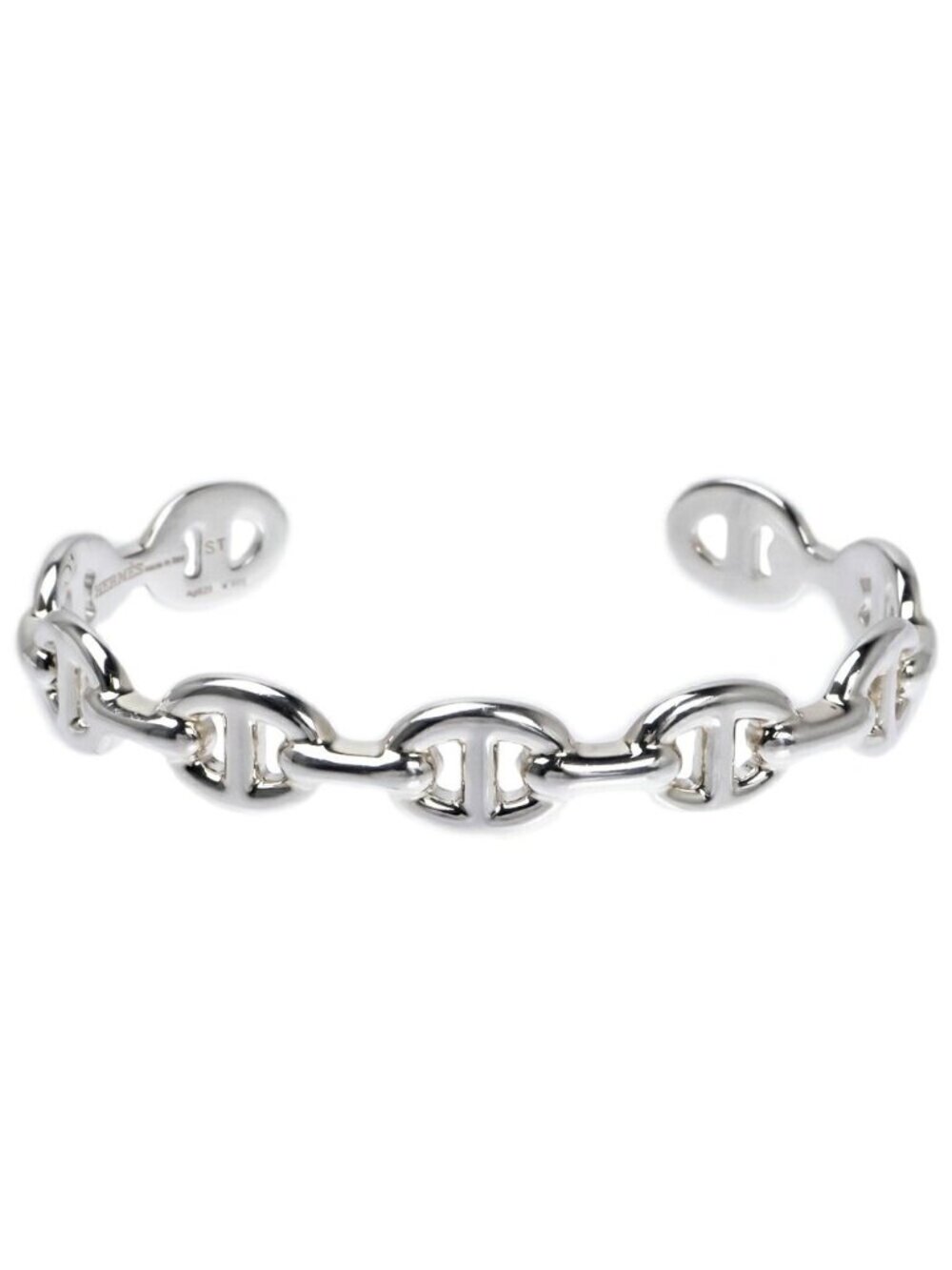Hermes Chaine D'ancre Enchainee ST Silver Bangle Bracelet